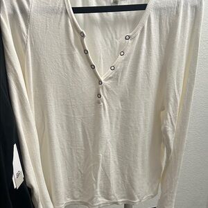 BP Cream Long Sleeve Henley Top